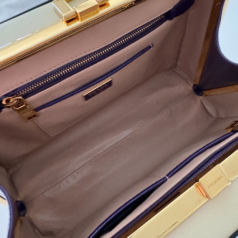 PRADA 100% Authentic  Saffiano Vernice Frame Top Bag - Picture 8 of 17